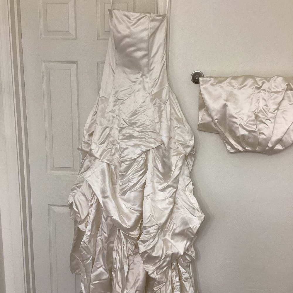 Vintage Justina McCaffrey Haute Couture Ivory silk wedding dress